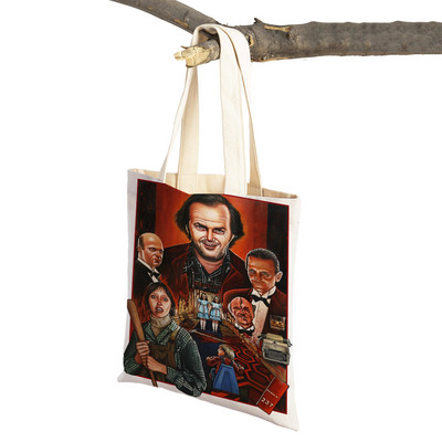 Audekls sieviešu pircēju soma Šausmu filma The Shining Lady Iepirkumu somas Klasiskās filmas Atkārtoti lietojama salokāma multfilma Ceļojumu rokassomiņa