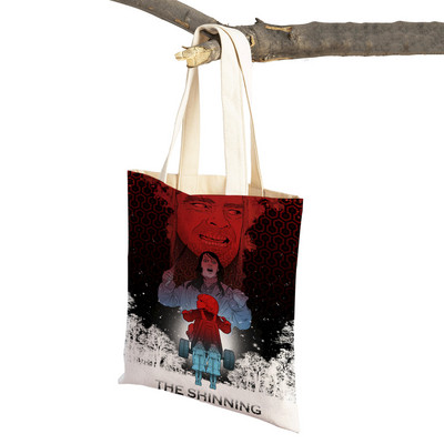 Audekls sieviešu pircēju soma Šausmu filma The Shining Lady Iepirkumu somas Klasiskās filmas Atkārtoti lietojama salokāma multfilma Ceļojumu rokassomiņa