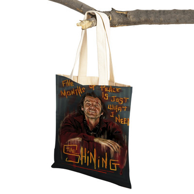 Audekls sieviešu pircēju soma Šausmu filma The Shining Lady Iepirkumu somas Klasiskās filmas Atkārtoti lietojama salokāma multfilma Ceļojumu rokassomiņa