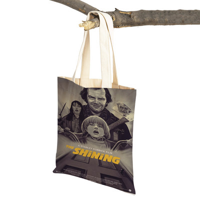 Audekls sieviešu pircēju soma Šausmu filma The Shining Lady Iepirkumu somas Klasiskās filmas Atkārtoti lietojama salokāma multfilma Ceļojumu rokassomiņa