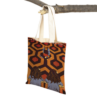 Audekls sieviešu pircēju soma Šausmu filma The Shining Lady Iepirkumu somas Klasiskās filmas Atkārtoti lietojama salokāma multfilma Ceļojumu rokassomiņa