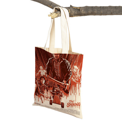 Audekls sieviešu pircēju soma Šausmu filma The Shining Lady Iepirkumu somas Klasiskās filmas Atkārtoti lietojama salokāma multfilma Ceļojumu rokassomiņa