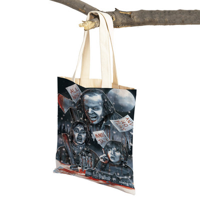 Audekls sieviešu pircēju soma Šausmu filma The Shining Lady Iepirkumu somas Klasiskās filmas Atkārtoti lietojama salokāma multfilma Ceļojumu rokassomiņa