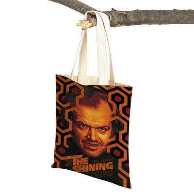 Audekls sieviešu pircēju soma Šausmu filma The Shining Lady Iepirkumu somas Klasiskās filmas Atkārtoti lietojama salokāma multfilma Ceļojumu rokassomiņa