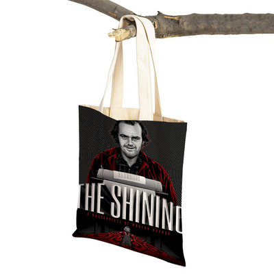 Audekls sieviešu pircēju soma Šausmu filma The Shining Lady Iepirkumu somas Klasiskās filmas Atkārtoti lietojama salokāma multfilma Ceļojumu rokassomiņa