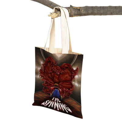 Audekls sieviešu pircēju soma Šausmu filma The Shining Lady Iepirkumu somas Klasiskās filmas Atkārtoti lietojama salokāma multfilma Ceļojumu rokassomiņa