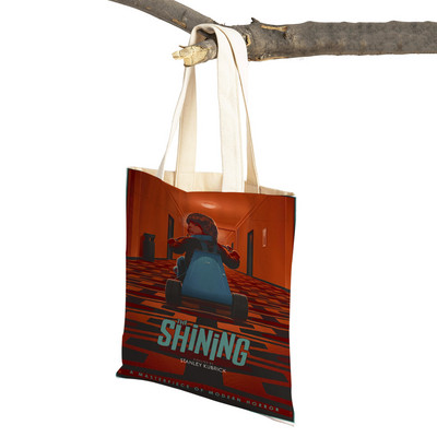 Audekls sieviešu pircēju soma Šausmu filma The Shining Lady Iepirkumu somas Klasiskās filmas Atkārtoti lietojama salokāma multfilma Ceļojumu rokassomiņa