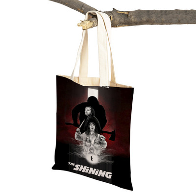 Audekls sieviešu pircēju soma Šausmu filma The Shining Lady Iepirkumu somas Klasiskās filmas Atkārtoti lietojama salokāma multfilma Ceļojumu rokassomiņa