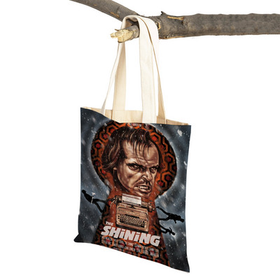 Audekls sieviešu pircēju soma Šausmu filma The Shining Lady Iepirkumu somas Klasiskās filmas Atkārtoti lietojama salokāma multfilma Ceļojumu rokassomiņa