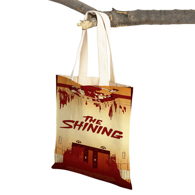 Audekls sieviešu pircēju soma Šausmu filma The Shining Lady Iepirkumu somas Klasiskās filmas Atkārtoti lietojama salokāma multfilma Ceļojumu rokassomiņa