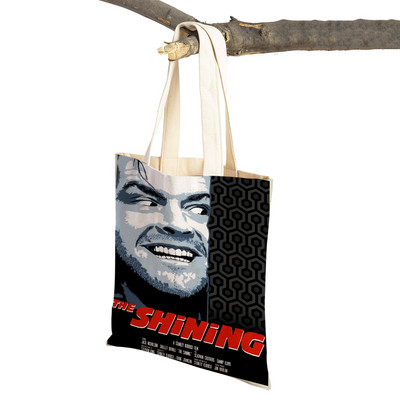 Audekls sieviešu pircēju soma Šausmu filma The Shining Lady Iepirkumu somas Klasiskās filmas Atkārtoti lietojama salokāma multfilma Ceļojumu rokassomiņa