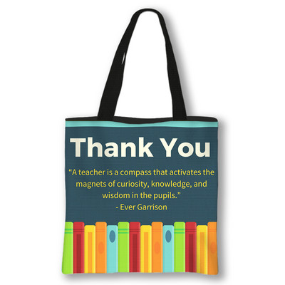 Kawaii Rainbow Teacher Shopping Bags Ženske torbe Thank You Teacher Torbe za rame za putovanja Ručne torbe za djevojke Platnena torba za kupnju