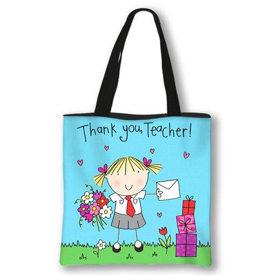Kawaii Rainbow Teacher Shopping Bags Ženske torbe Thank You Teacher Torbe za rame za putovanja Ručne torbe za djevojke Platnena torba za kupnju