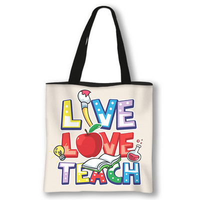 Kawaii Rainbow Teacher Shopping Bags Ženske torbe Thank You Teacher Torbe za rame za putovanja Ručne torbe za djevojke Platnena torba za kupnju