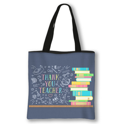 Kawaii Rainbow Teacher Shopping Bags Ženske torbe Thank You Teacher Torbe za rame za putovanja Ručne torbe za djevojke Platnena torba za kupnju