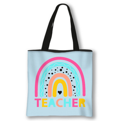 Kawaii Rainbow Teacher Shopping Bags Ženske torbe Thank You Teacher Torbe za rame za putovanja Ručne torbe za djevojke Platnena torba za kupnju
