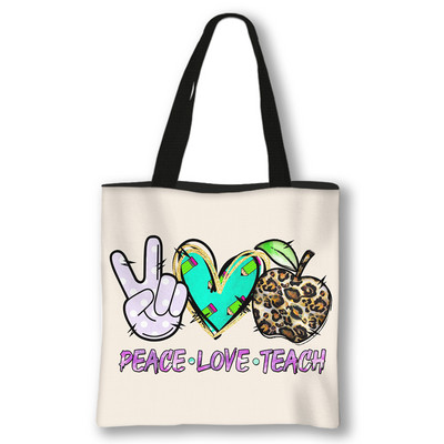 Kawaii Rainbow Teacher Shopping Bags Ženske torbe Thank You Teacher Torbe za rame za putovanja Ručne torbe za djevojke Platnena torba za kupnju