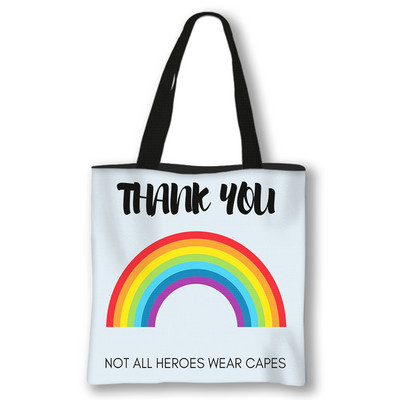 Kawaii Rainbow Teacher Shopping Bags Ženske torbe Thank You Teacher Torbe za rame za putovanja Ručne torbe za djevojke Platnena torba za kupnju