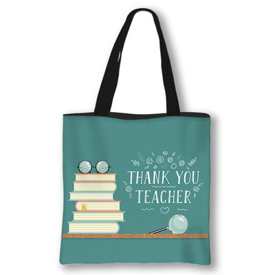 Kawaii Rainbow Teacher Shopping Bags Ženske torbe Thank You Teacher Torbe za rame za putovanja Ručne torbe za djevojke Platnena torba za kupnju