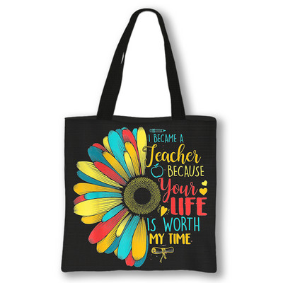 Kawaii Rainbow Teacher Shopping Bags Ženske torbe Thank You Teacher Torbe za rame za putovanja Ručne torbe za djevojke Platnena torba za kupnju
