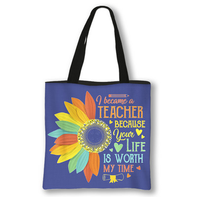 Kawaii Rainbow Teacher Shopping Bags Ženske torbe Thank You Teacher Torbe za rame za putovanja Ručne torbe za djevojke Platnena torba za kupnju