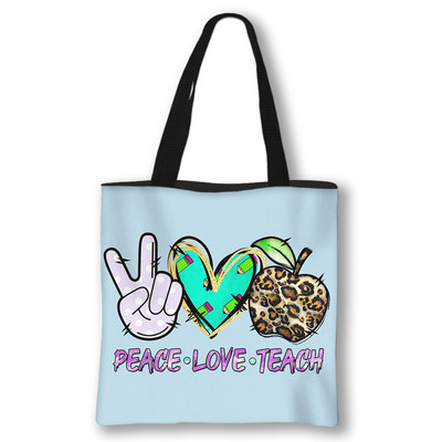 Kawaii Rainbow Teacher Shopping Bags Ženske torbe Thank You Teacher Torbe za rame za putovanja Ručne torbe za djevojke Platnena torba za kupnju