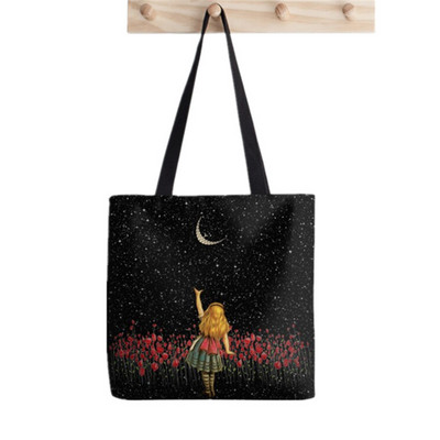 2021 vásárló Alice Csodaországban Nyomtatott táska női Harajuku vásárló kézitáska lány Vállas bevásárlótáska Lady Canvas Bag