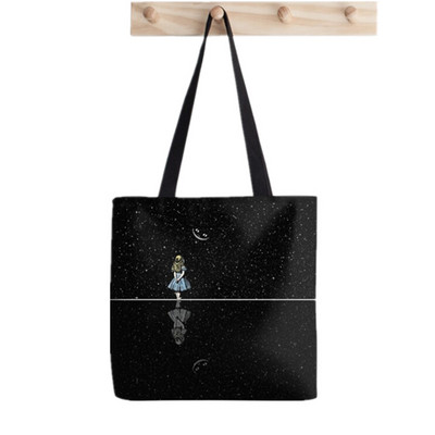 2021 vásárló Alice Csodaországban Nyomtatott táska női Harajuku vásárló kézitáska lány Vállas bevásárlótáska Lady Canvas Bag