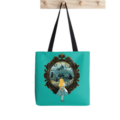 2021 vásárló Alice Csodaországban Nyomtatott táska női Harajuku vásárló kézitáska lány Vállas bevásárlótáska Lady Canvas Bag