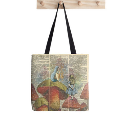 2021 vásárló Alice Csodaországban Nyomtatott táska női Harajuku vásárló kézitáska lány Vállas bevásárlótáska Lady Canvas Bag