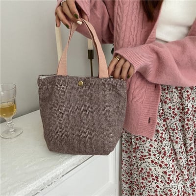 PURDORED 1 kom topla zimska mini torbica u korejskom stilu Ženska mala torba za kupovinu za djevojčice Svježa platnena torba za pohranu za višekratnu upotrebu