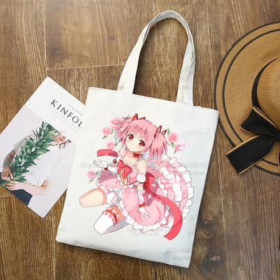 Magická nákupná taška Puella Magi Madoka, plátená taška Kaname Madoka Anime, kabelka Akemi Mami, taška Sakura Kyouko, tašky cez rameno
