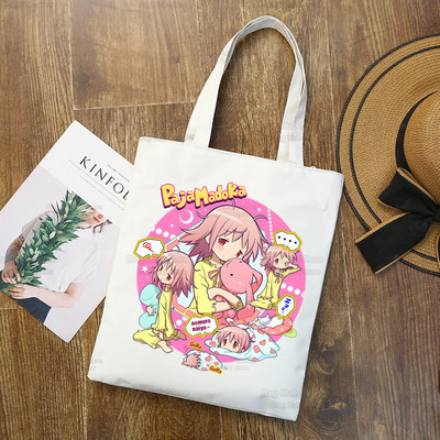 Magická nákupná taška Puella Magi Madoka, plátená taška Kaname Madoka Anime, kabelka Akemi Mami, taška Sakura Kyouko, tašky cez rameno
