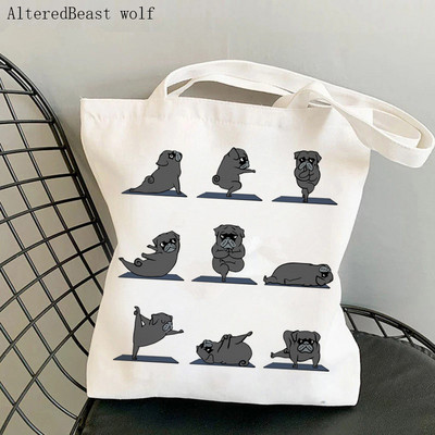 Pirkėjų ežiukas jogos animaciniai filmukai spausdinti krepšys moterims Harajuku pirkėjo rankinė mergina ant peties pirkinių krepšys Lady Canvas Bag