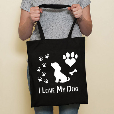 Aranyos kutya Harajuku divat bevásárló fekete táskák vászon hordtáska Bulldog anya tacskó újrafelhasználható szövettáska kézitáska válltáskák