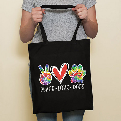 Aranyos kutya Harajuku divat bevásárló fekete táskák vászon hordtáska Bulldog anya tacskó újrafelhasználható szövettáska kézitáska válltáskák