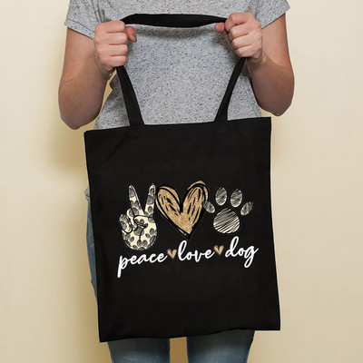 Aranyos kutya Harajuku divat bevásárló fekete táskák vászon hordtáska Bulldog anya tacskó újrafelhasználható szövettáska kézitáska válltáskák