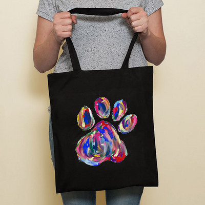 Aranyos kutya Harajuku divat bevásárló fekete táskák vászon hordtáska Bulldog anya tacskó újrafelhasználható szövettáska kézitáska válltáskák