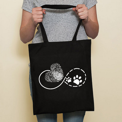 Aranyos kutya Harajuku divat bevásárló fekete táskák vászon hordtáska Bulldog anya tacskó újrafelhasználható szövettáska kézitáska válltáskák