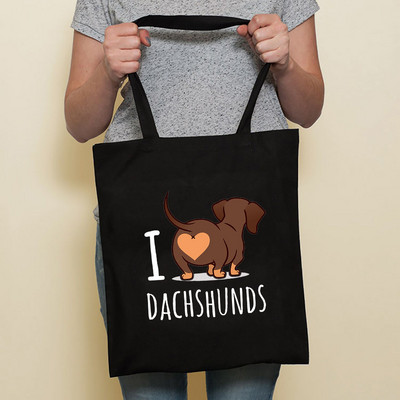 Aranyos kutya Harajuku divat bevásárló fekete táskák vászon hordtáska Bulldog anya tacskó újrafelhasználható szövettáska kézitáska válltáskák