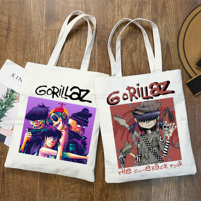 Gorillaz Modern Music Band Cartoon Ulzzang Shopper Bag Print Canvas Tote Bag Ръчни чанти Дамска чанта Harajuku Чанти за рамо