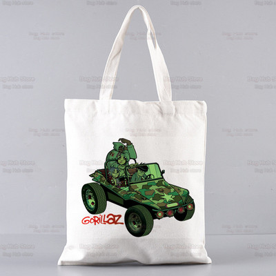 Gorillaz Modern Music Band Cartoon Ulzzang Shopper Bag Print Canvas Tote Bag Ručne torbe Ženska torba Harajuku Torbe na rame