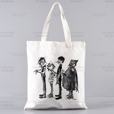 Gorillaz Modern Music Band Cartoon Ulzzang Shopper Bag Print Canvas Tote Bag Ručne torbe Ženska torba Harajuku Torbe na rame