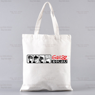 Gorillaz Modern Music Band Cartoon Ulzzang Shopper Bag Print Canvas Tote Bag Ručne torbe Ženska torba Harajuku Torbe na rame