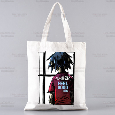 Gorillaz Modern Music Band Cartoon Ulzzang Shopper Bag Print Canvas Tote Bag Ručne torbe Ženska torba Harajuku Torbe na rame