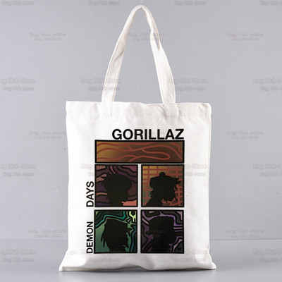 Gorillaz Modern Music Band Cartoon Ulzzang Shopper Bag Print Canvas Tote Bag Ručne torbe Ženska torba Harajuku Torbe na rame