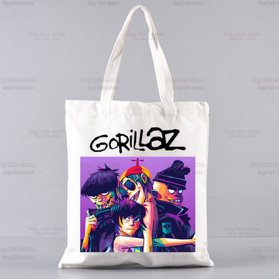 Gorillaz Modern Music Band Cartoon Ulzzang Shopper Bag Print Canvas Tote Bag Ručne torbe Ženska torba Harajuku Torbe na rame