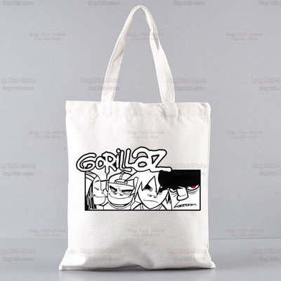 Gorillaz Modern Music Band Cartoon Ulzzang Shopper Bag Print Canvas Tote Bag Ručne torbe Ženska torba Harajuku Torbe na rame