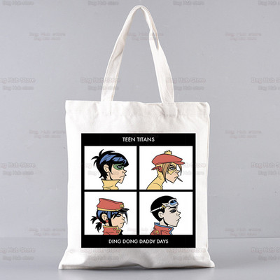 Gorillaz Modern Music Band Cartoon Ulzzang Shopper Bag Print Canvas Tote Bag Ručne torbe Ženska torba Harajuku Torbe na rame