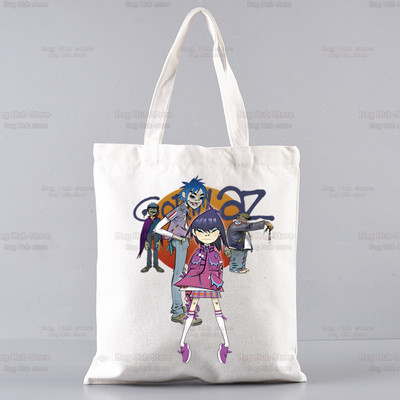 Gorillaz Modern Music Band Cartoon Ulzzang Shopper Bag Print Canvas Tote Bag Ručne torbe Ženska torba Harajuku Torbe na rame